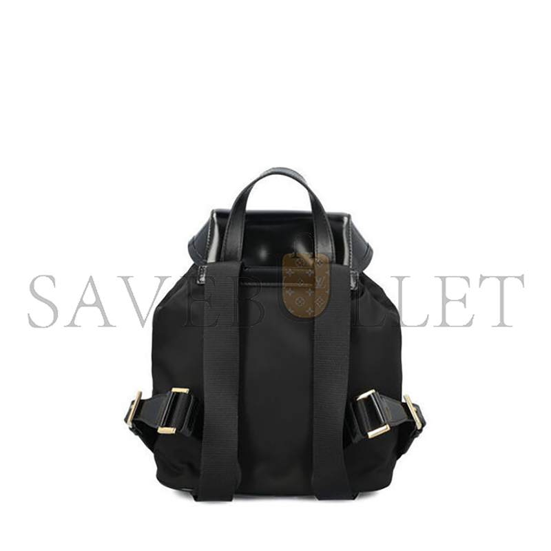 PRADA MEDIUM RE-NYLON AND BRUSHED LEATHER BACKPACK BLACK 1BZ074 (25*20.5*11.5cm)